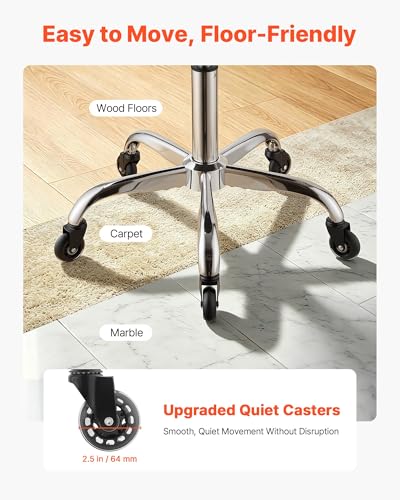 Image of VEVOR Saddle Stool with Wheels, 500 lbs Weight Capacity, Height Adjustable, Quiet Casters, Ergonomic PU Leather Seat, 360 Swivel Saddle Stool Rolling Chair for Salon, Spa, Bar, Home, Medical, Black