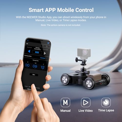 Image of NEEWER DL400 Upgraded Motorized Camera Slider Dolly with App Control, Dual Motor Drive & Non Slip Wheels, 5H Runtime, Compatible with GoPro iPhone Android Samsung Smartphone DSLR Camera Camcorder