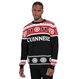 Guinness Holiday Black and Red Crew Neck Cotton Pint Sweater Unisex Official Merchandise