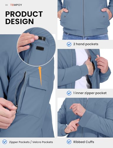 Image of TBMPOY Men's Winter Bomber Jacket Fall Casual Windbreaker Softshell Jackets
