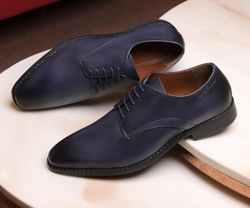 Image of LOUIS STITCH Formal Derby Lace Up Shoes for Men | Handcrafted Italian Leather Mens Shoes (LSNRXPL)