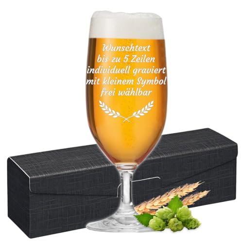 Bierglas mit Gravur 0 3 l - personalisiertes Pilsglas mit Wunschtext & Symbol Geschenk für Männer zum Geburtstag Jubiläum oder Bierliebhaber