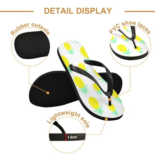 Pineapple Yellow Fruits Flip Flops for Beach Thong Sandals Anti-slip Lightweight Shower Shoes for Summer Swim Travel3