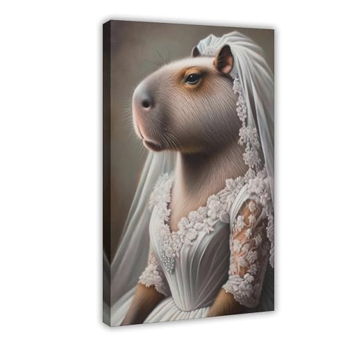 Toile cochon d'inde en robe de mariee pour decorer une chambre a coucher moderne