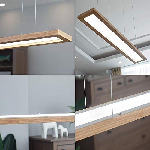 ZMH LED Pendelleuchte Hängelampe Holz - Esstischlampe Esszimmer Dimmbar Modern Design 100CM Mit Fernbedienung Esstisch lampe Hängend Höhenverstellbar Hängeleuchte für Wohnzimmer Schlafzimmer Büro