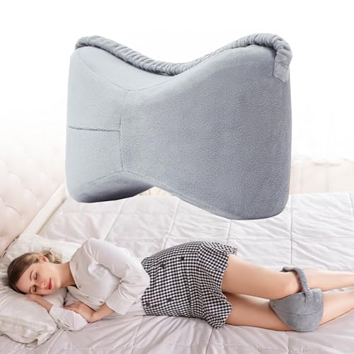 WDEC Cuscino per Gambe e Ginocchia per Dormire sul Fianco Riposa Di Lato Gambe, Leg Pillow Morbido Cuscino Memory Foam, Aiuto Posizione Corretta per Dormire Contro（grigio）