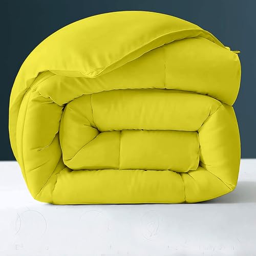 Image of Day Care - 600 GSM Hotel Quality-Down Alternative Microfiber Comforter for Heavy Winter Double Bed Comforter /Blanket /Rajai (90 inch x 100 inch Inches /228cm x 228cm) - Comforter Double Bed|Venila Yellow