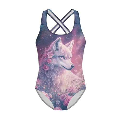 Image of Yzaoxia Girls' Swimwear One Piece Swimsuit for Kids Scoop Neck Bathing Suit Round Neck Swim Wear 5-14Y