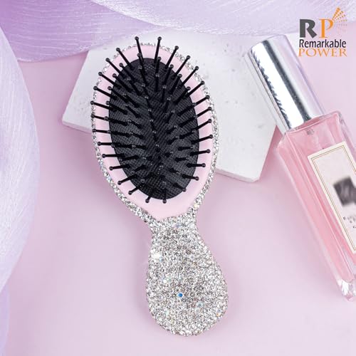 Peine mini portátil Rhinestone para cabello mujer miniatura 4