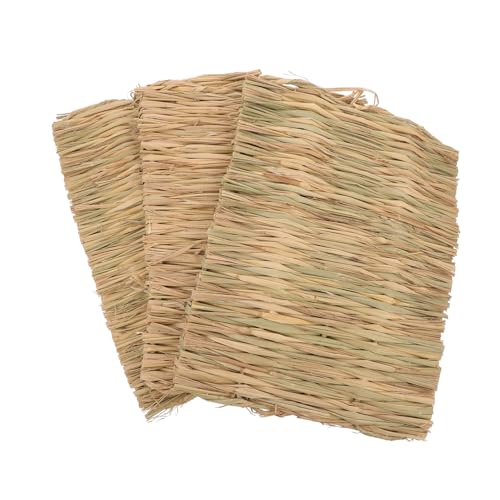 Angoily 3stücke Gras Stroh Matte Für Kaninchen Hasen Gewebte Knabbermatte Als Bett Nistmaterial Geeignet Für Kleintiere Vogel Spielzeug