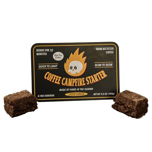 Coffee Campfire Starter, All-Natural Fire Starter Made from Recycled Coffee for Outdoor Campfires, Outdoor Firepits, Indoor Fireplaces, Charcoal and Wood Grills - 1 Count (8 Starters)