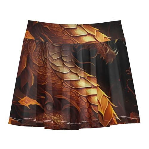 Girls Skorts Athletic Shorts Fiery Dragon Intricate Details Toddler Tennis Skirts Rainbow Pleated 3t