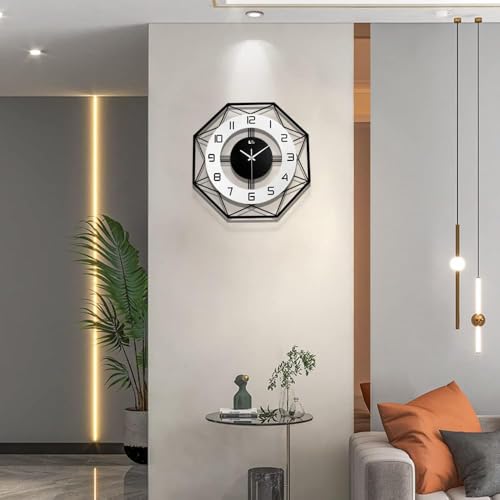Image of Wall Clock Stylish Metal Analog Wall Clock for Living Room, Bedroom, Office, Kitchen, Home and Hall | Antique Fancy Big Size Modern Wall Watch (Black(ST-26), 50 CM)