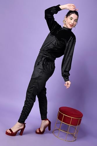 Image of POPWINGS Velvet Co-Ord Set for Women || Shirt and Trouser Co-ord for Girls || Casual Full Sleeves Co-Ords Set for Women Dress