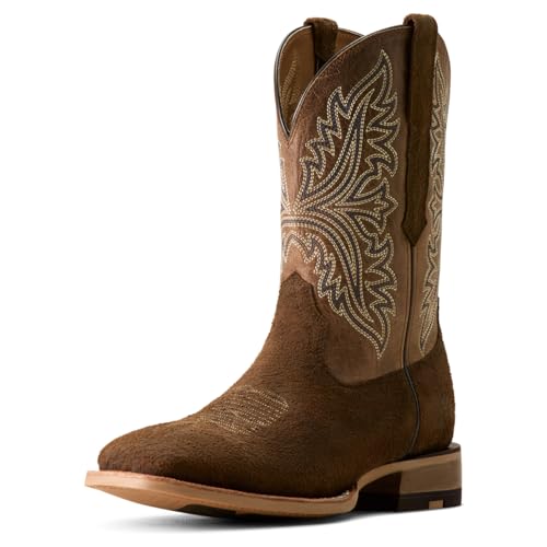 Ariat Mens Walker Embroidered Square Toe Pull On Casual Boots Mid Calf - Brown