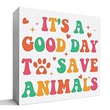 Animal Rescue Thank You Gift, Vet Tech Appreciation Gifts Veterinarian Veterinary Birthday Christmas Gift, It’s a Good Day To Save Animals, Wooden Box Sign Desk Decor
