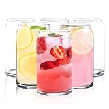 16 oz. Can-Shaped Beer Glasses (6-Pack) - Dishwasher-Safe Glass Cups for Drinking Water, Iced Coffee