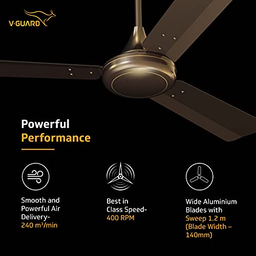 Image of V-Guard Gatimaan Pro Ultra High Speed Ceiling Fan ; Sweep :1200 mm (Pearl Brown)