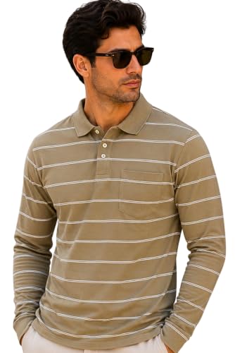 Image of SANE ORIGINALS Full Sleeves Polo Collar Tshirt for Men with Pocket || Stripe Collar and Pocket Tshirt for Men Long Sleeves Navy Blue