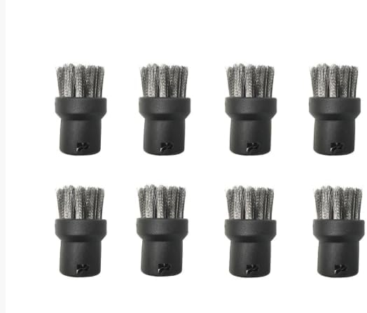 Steam Cleaner Replacement Round Brushes Powerful Scrubber Heads for Hard-to-Reach Areas Ideal for Kitchen Counter Cracks, Limescale, Window Tracks (8-Pack)