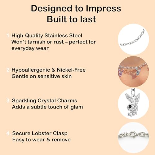 Cute Bunny Charm Necklace for Women Girls Silver Chain Choker with White and White Rhinestone Animal Pendants Kawaii Jewelry Gift for Bunny Lovers2