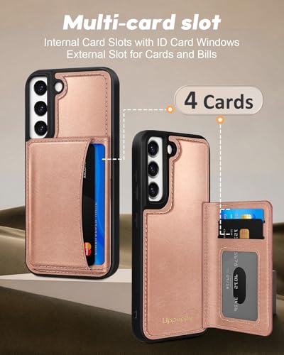 Uppuppy for Samsung Galaxy S21 FE Wallet Case with Card Holder,Rose Gold - image 4