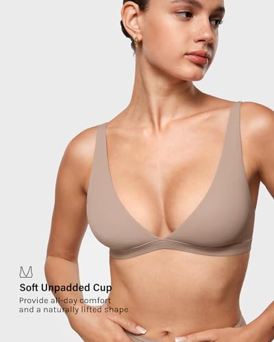 Image of INLYRIC Women's Inbarely Soft Plunge Bralette - Deep V Unlined Triangle No Padding No Underwire Sexy Comfort Sleep Bra