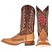 Vaccari Men's Weston Genuine Mocha/Tan Leather University of Oklahoma Sooners Embroidery & Lasered Vamp Broad Square Toe Cowboy Boots - 8 D