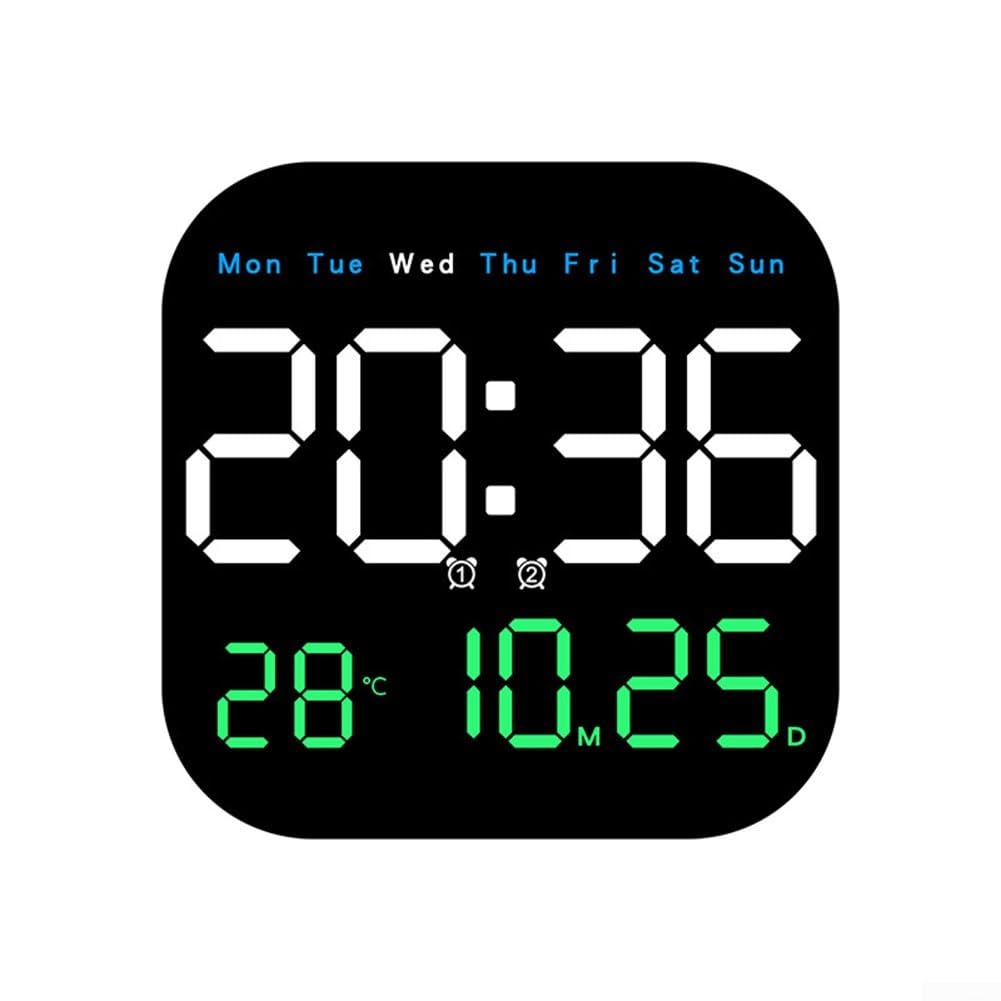 Horloge murale numérique avec température alarme et date affichage LED 3 couleurs pour maison
