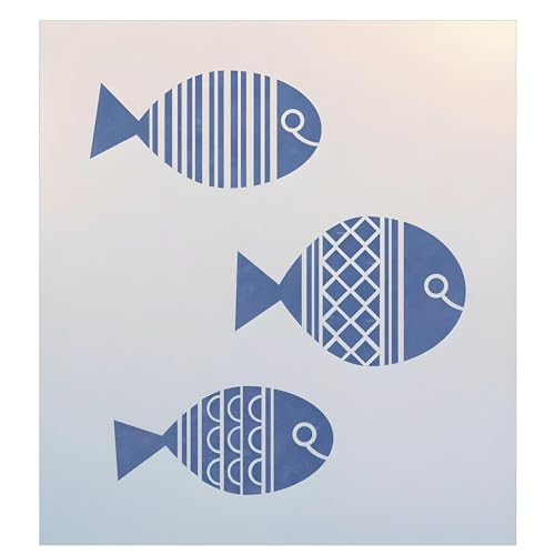 Fish Stencil - 4.7\" X 2.5\" Sea Ocean Creatures Marine Animals Mylar Stencils Drawing Painting Template Wall Stencil Reusable DIY Crafts - The Artful Stencil