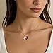 JACUPO Double Birthstone Heart Necklace 0.8CT Dual-Gemstone S925 Sterling Silver Plated White Gold Engraved 