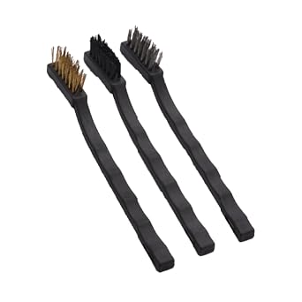 Harden 3-Piece Wire Brush Set Professional Metal Brushes with Nylon, Steel & Brass Bristles, Heavy-Duty Bristle Brush Kit for Rust Removal, Cleaning & Detailing