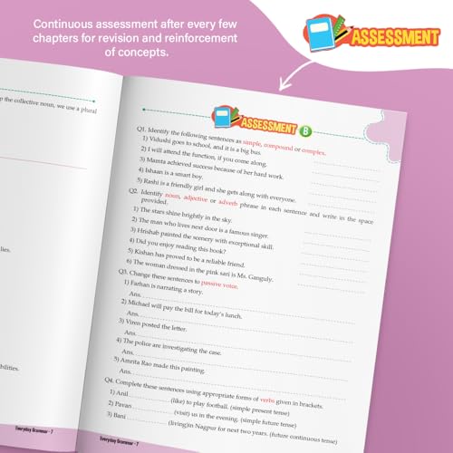 Image of Woodsnipe English Grammar and Writing Skills Book for Class 7 Ages 12 to 13 Years| Practical Approach| Master Reading, Writing and Language Skills | Multiple Type Questions with Answer Keys