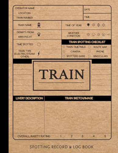 Trainspotting Record & Log Book: Locomotive Spotters Journal. Detail &