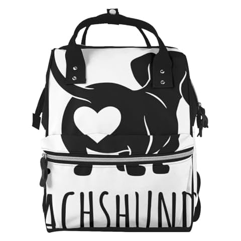 Mosytuky Diaper Bag Backpack For Women, I Love Dachshund Waterproof Multifunction Travel Pack Maternity Baby Changing Bags, Nappy Baby Bags With Multi-Function For Baby Cover