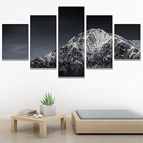 SIGNWIN 5 Panel Canvas Wall Art Monochromatic Mountains...