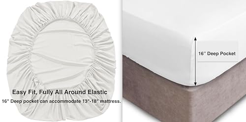 Shandreamz Lenzuolo Con Angoli In 100% Percalle Di Cotone, King Size, 78 X 80 X 16 Cm, Tasca Profonda, Completamente Elastico, Biancheria Da Letto Fresco E Resistente, Traspirante, Tessuto Morbido - 3