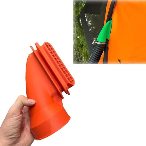 4-inch Tent Duct Nozzle and Air Intake Adapter for External Diesel Heaters, Securely Attaches to Tent Zipper Door, Universal for Camping, RV, Ice Fishing, Rooftop Tents (Orange)