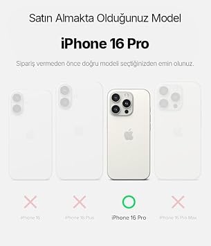 Minesk iPhone 16 Pro için MattCover Serisi Arkası Mat Polikarbonat Kenarları Silikon ve Köşeleri Güçlendirilmiş Kamera Korumalı ince Silikon Kılıf (Düz, 16 Pro)