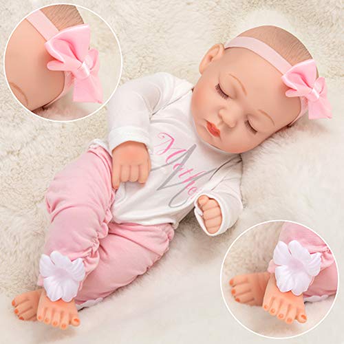 Ecore Fun 10 Inch Newborn Reborn Baby Girl Doll And Clothes Set Realistic Washable Silicone Baby Doll With Alphabet Pattern Clothes Suit And Headband #TOP3
