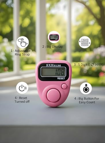 Image of Digital Finger Tally Counter with LCD Display, Portable Hand Click Counter for Prayer, Chanting, Gym, Counting, Stitching, Meditation, Automatic Tasbeeh Counter with Reset Button (511 Ring-Green)