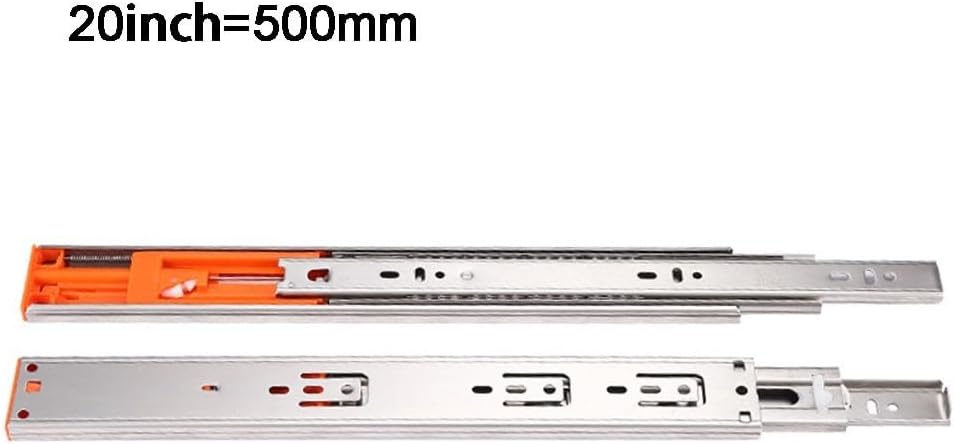 304 Steel Heavy-Duty Hydraulic Damping Drawer Slides, Full-Extension Side- Cabinet Slides with Silent Ball Bearings, 40kg Load Capacity, 10–20 Inch Options(500)