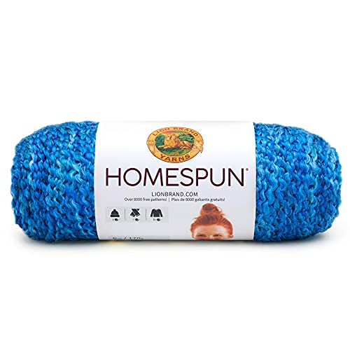 (1 Skein) Lion Brand Yarn Homespun Bulky Yarn, Montana Sky (1 Skein) Lion Brand Yarn Homespun Bulky Yarn, Montana Sky