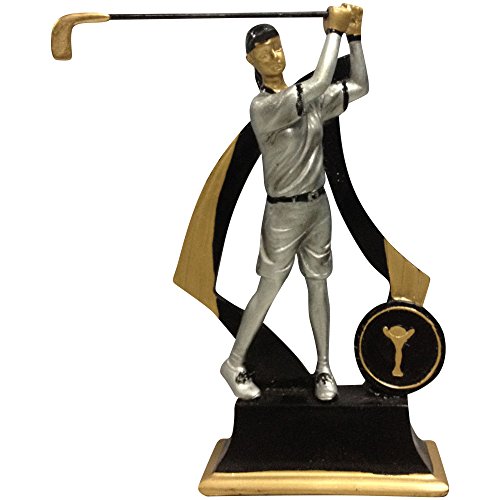 Woman Golfer Statue Award or Small Trophy with Seperate Name Plate to Write On, 6-Inch, Gray
