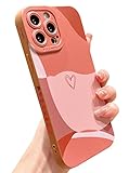 YKCZL Compatible with iPhone 13 Pro Case 6.1 inch, Cute Painted Art Heart Pattern Full Camera Lens Protective Slim Soft Shockproof Phone Case for Women Girls(Brown) - Image 1