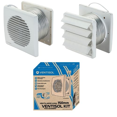 Kit Exaustor Banheiro Completo Bivolt 150mm Duto Grade Inseto