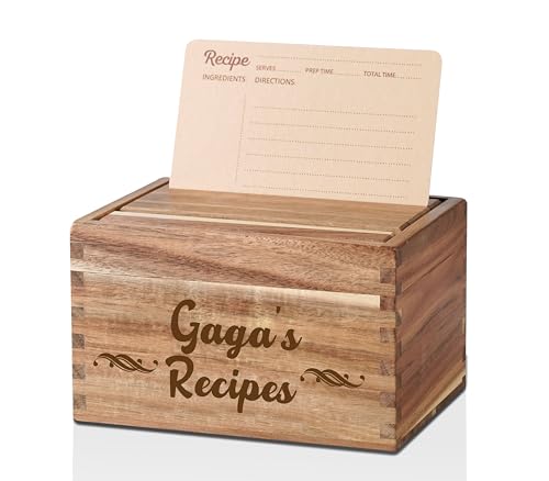 InnoBeta Gaga Gifts, Grandma Recipe Box with 50pcs 4x6 inch Recipe Cards, 10 Dividers, Recipe Organizer for Grandma - Gaga