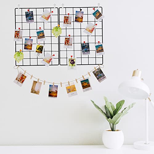 Dijiahua 2 Pack Wall Grid Panel Wire Photo Wall Pictures Display Board With Accessory Wall Storage Organizer Memo Board Over Desk Décor For Home, Office And Dorm #TOP1