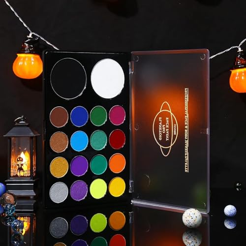 UCANBE Face & Body Paint, Water Activated SFX Makeup Palette - Extra Large White & Black Pan, Professional 18 Color Safe Non Toxic Art Painting Kit for Halloween, Cosplay, Parties, Theater & Stage - Image 9