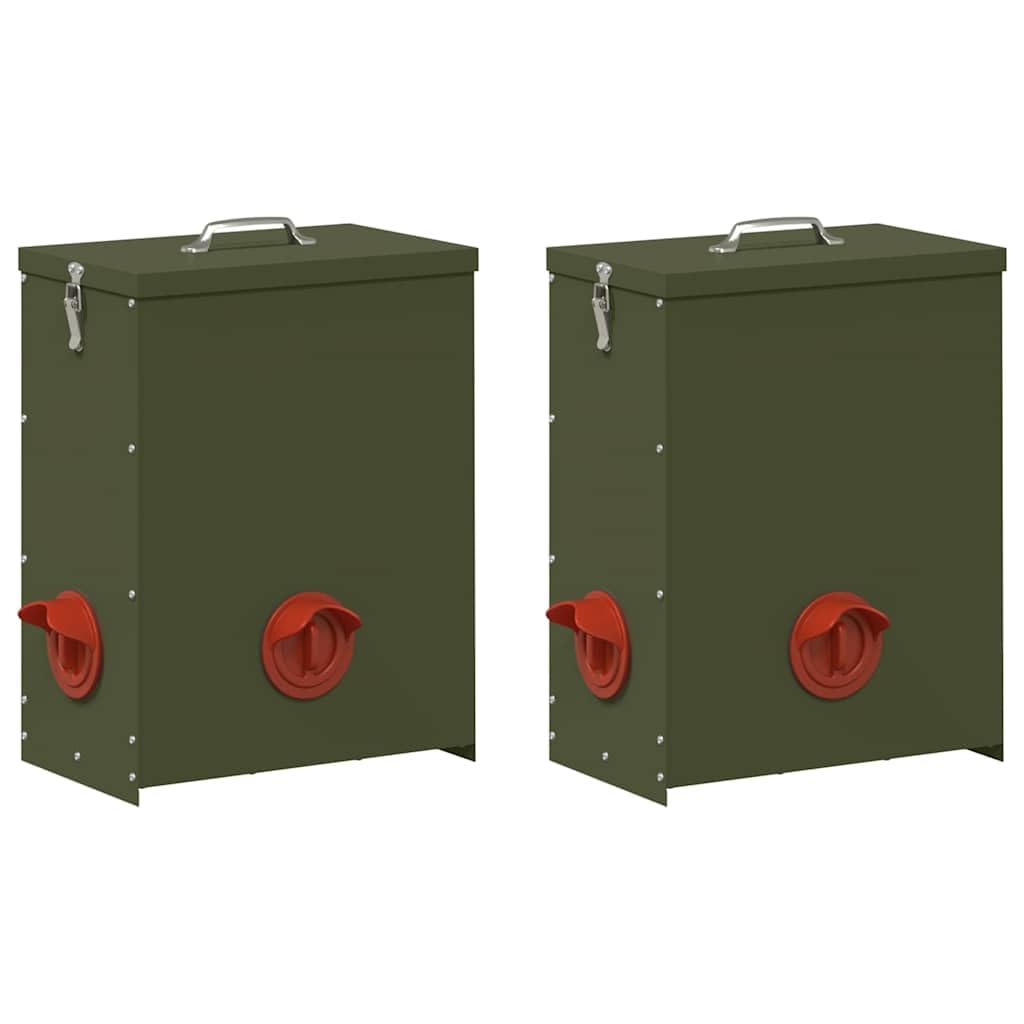 Genérico Comedero para Pollos 2 pcs Verde Oliva 32,5 x 20,5 x 43 cm,Producto para Mascotas y Animales,Productos para Mascotas,Cuencos, comederos, y bebederos para mascotas-879991